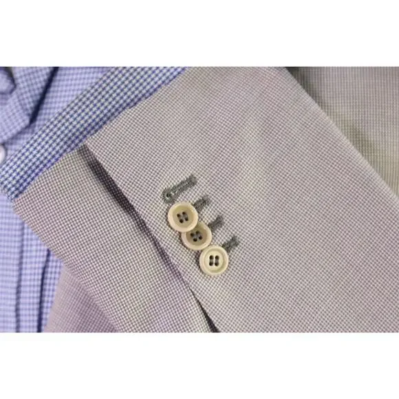 Gi Capri Napoli Gray/Pearl Woven Silk-Wool 2-Btn Handmade Sportcoat Blazer 44R